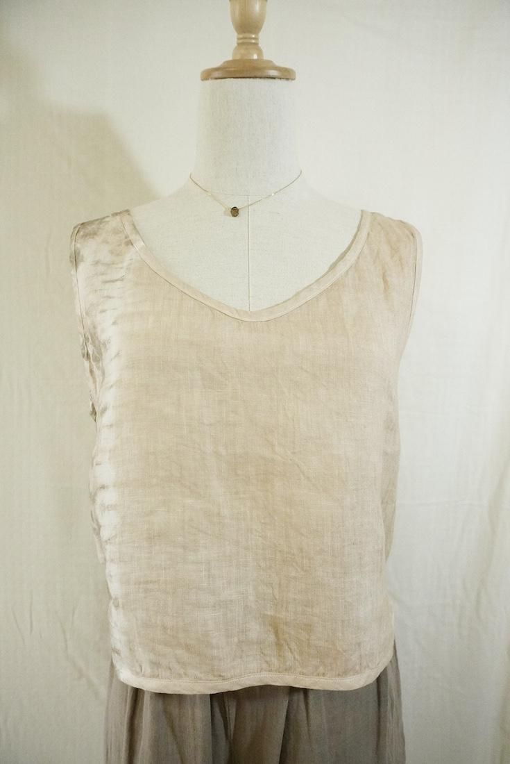 French Linen Back Open Tank Sandybeach x Greige