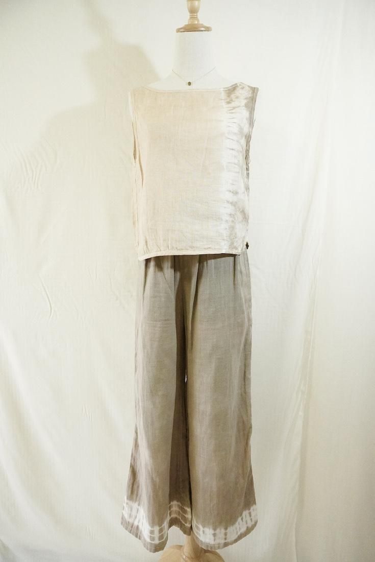 French Linen Back Open Tank Sandybeach x Greige
