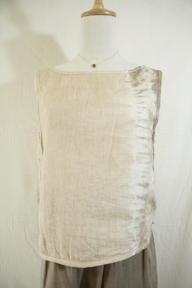 French Linen Back Open Tank Sandybeach x Greige
