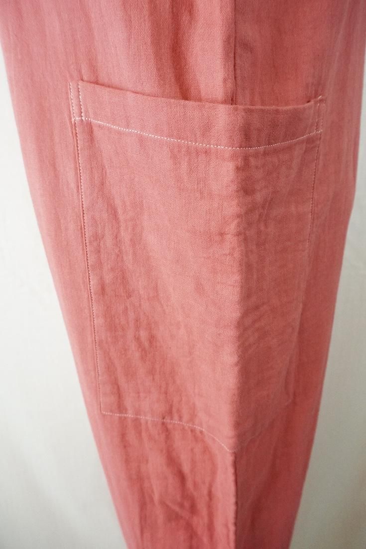 W-gauze  Ribbon long rompers  Hibiscus