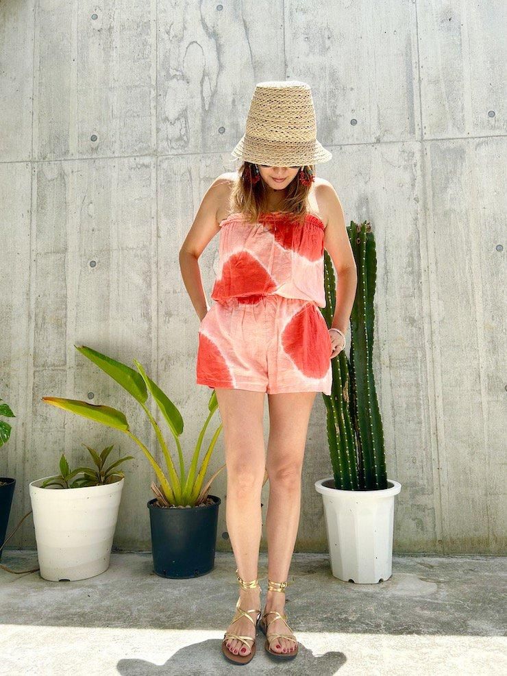 W-gauze Bare in one Hydrangea x Salmon