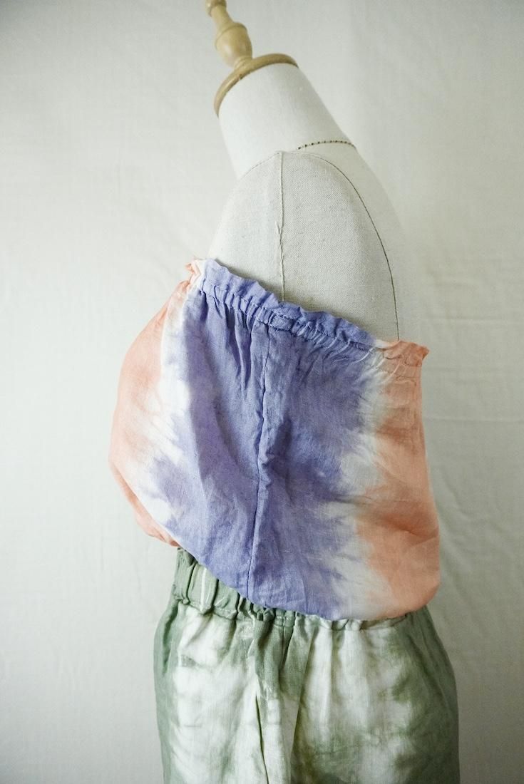 French Linen Short Bare top Amethyst x Orange