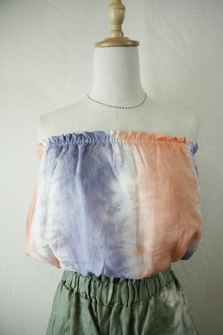 French Linen Short Bare top Amethyst x Orange