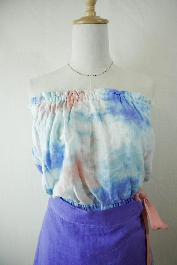 W-gauze Short Bare top Hydrangea x IceMint x Salmon