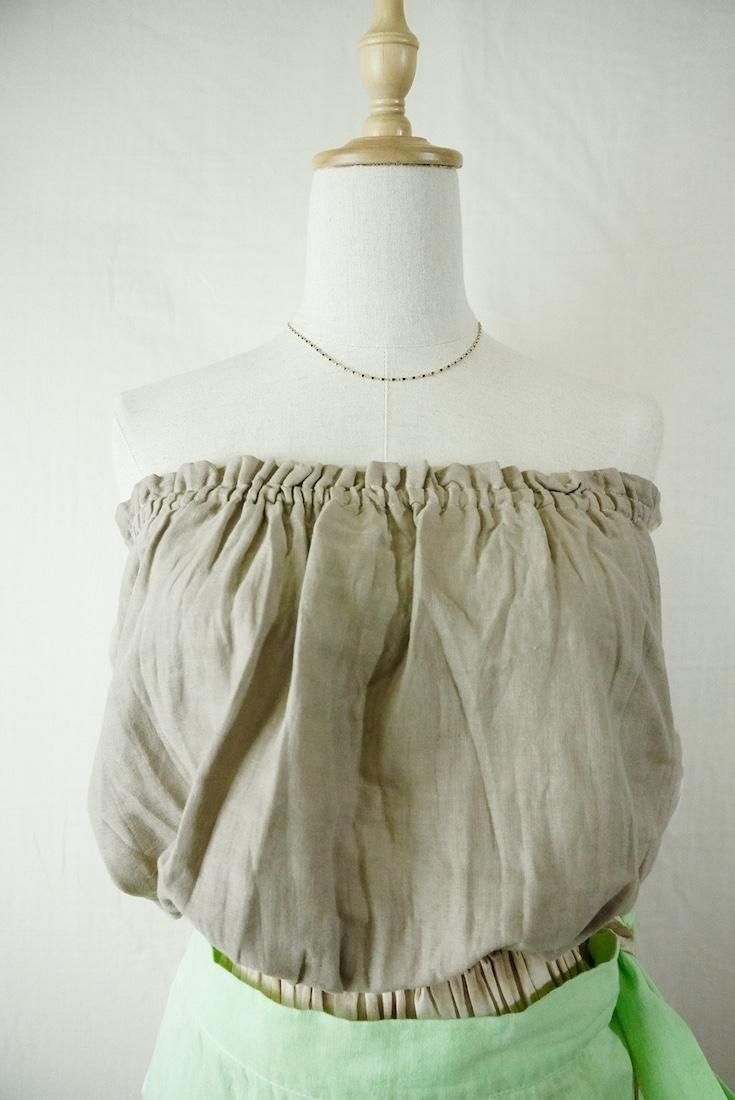 W-gauze Short Bare top Greige x AntiqueGold