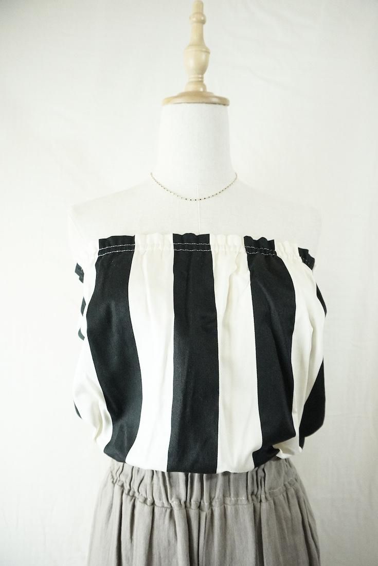 Cotton Stripe Short Bare top Black x White