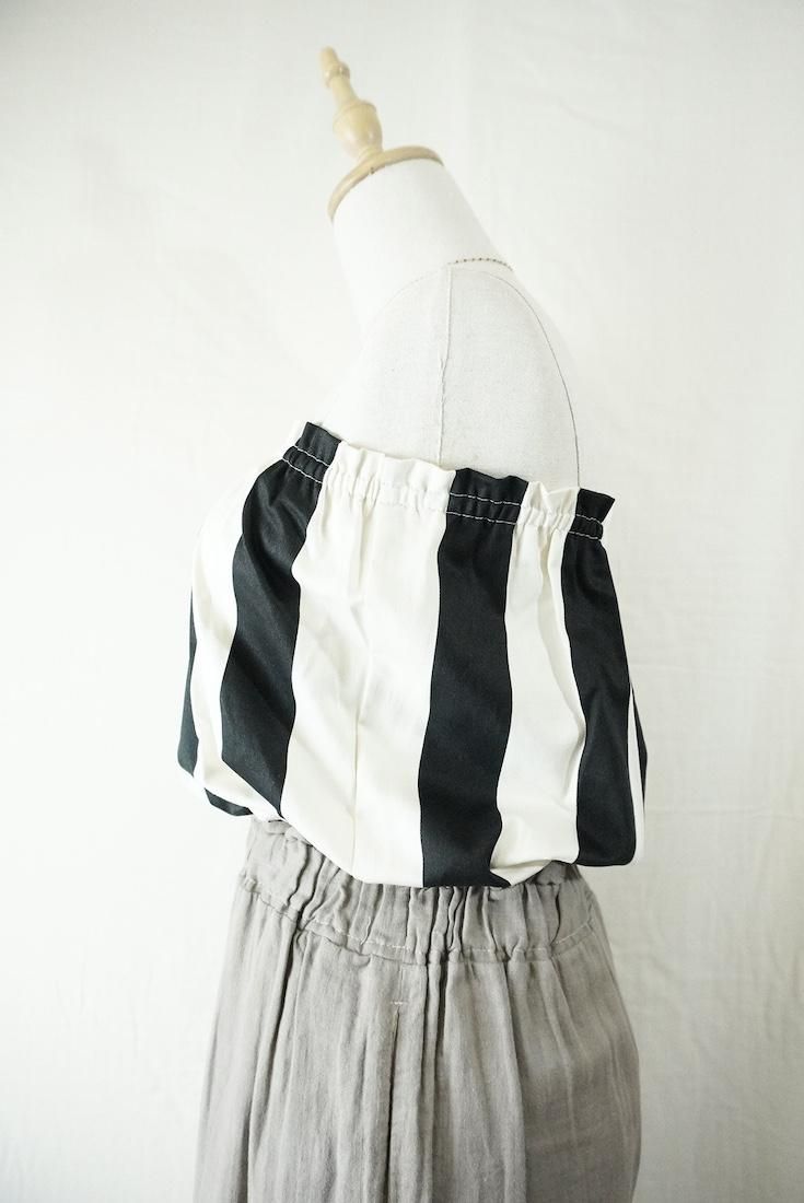 Cotton Stripe Short Bare top Black x White
