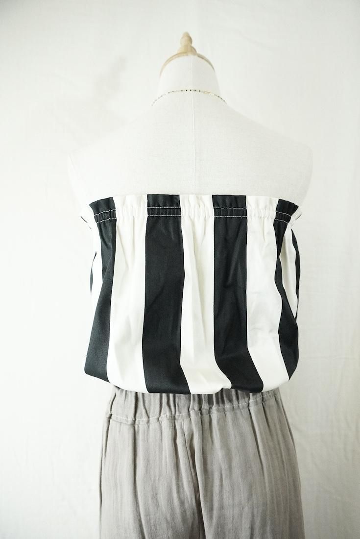 Cotton Stripe Short Bare top Black x White