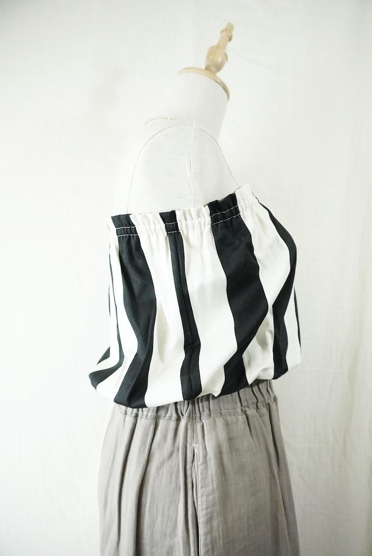 Cotton Stripe Short Bare top Black x White