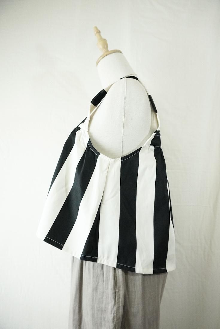 Cotton  Stripe Flare tank top Black x White