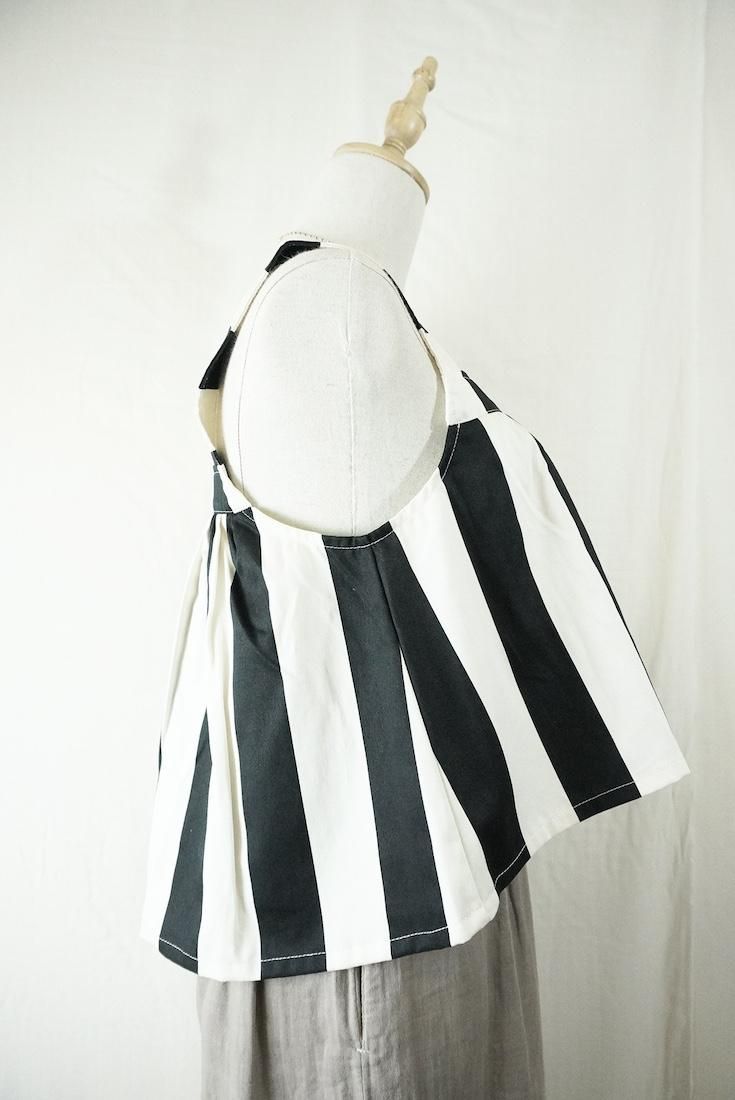 Cotton  Stripe Flare tank top Black x White