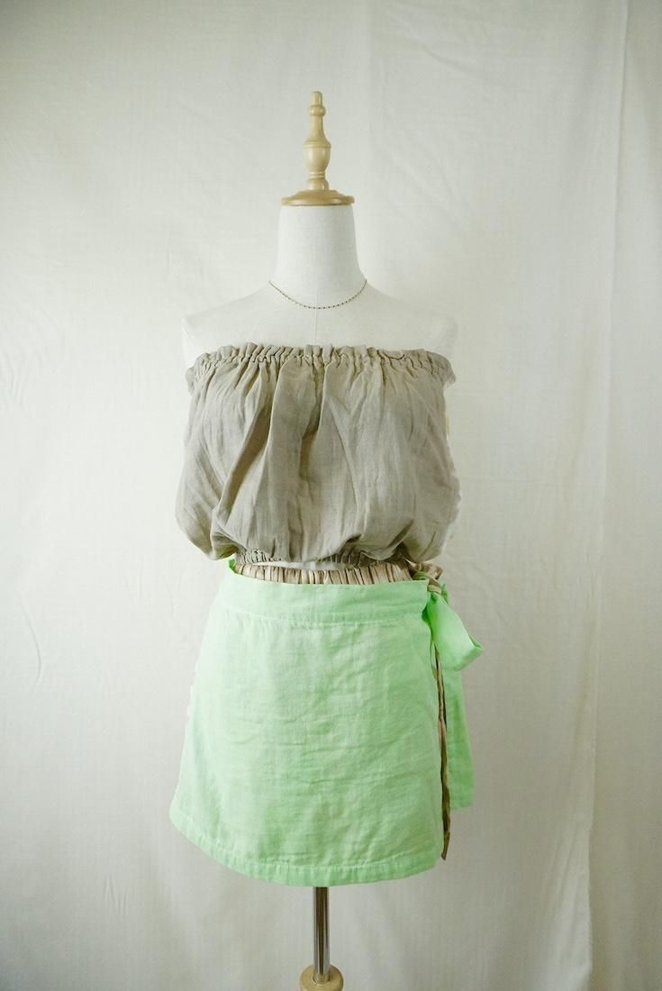 W gauze Wrap short pants BabyLeaf x Darkchocolate