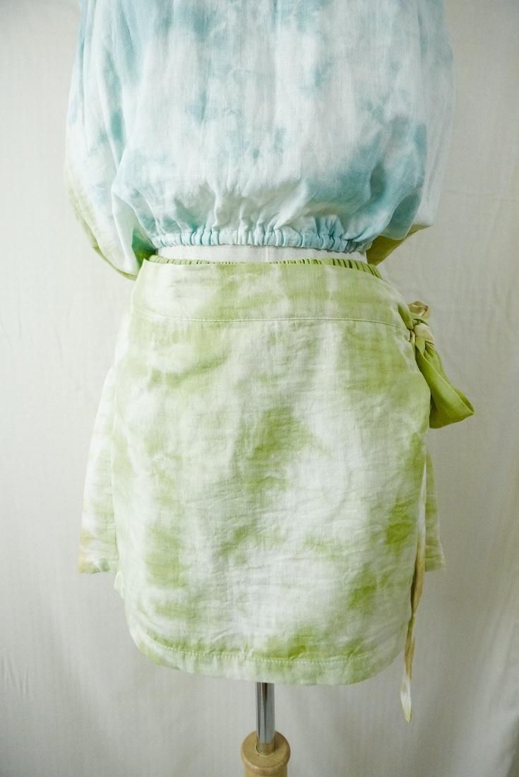 W gauze Wrap short pants Olive x AntiqueGold