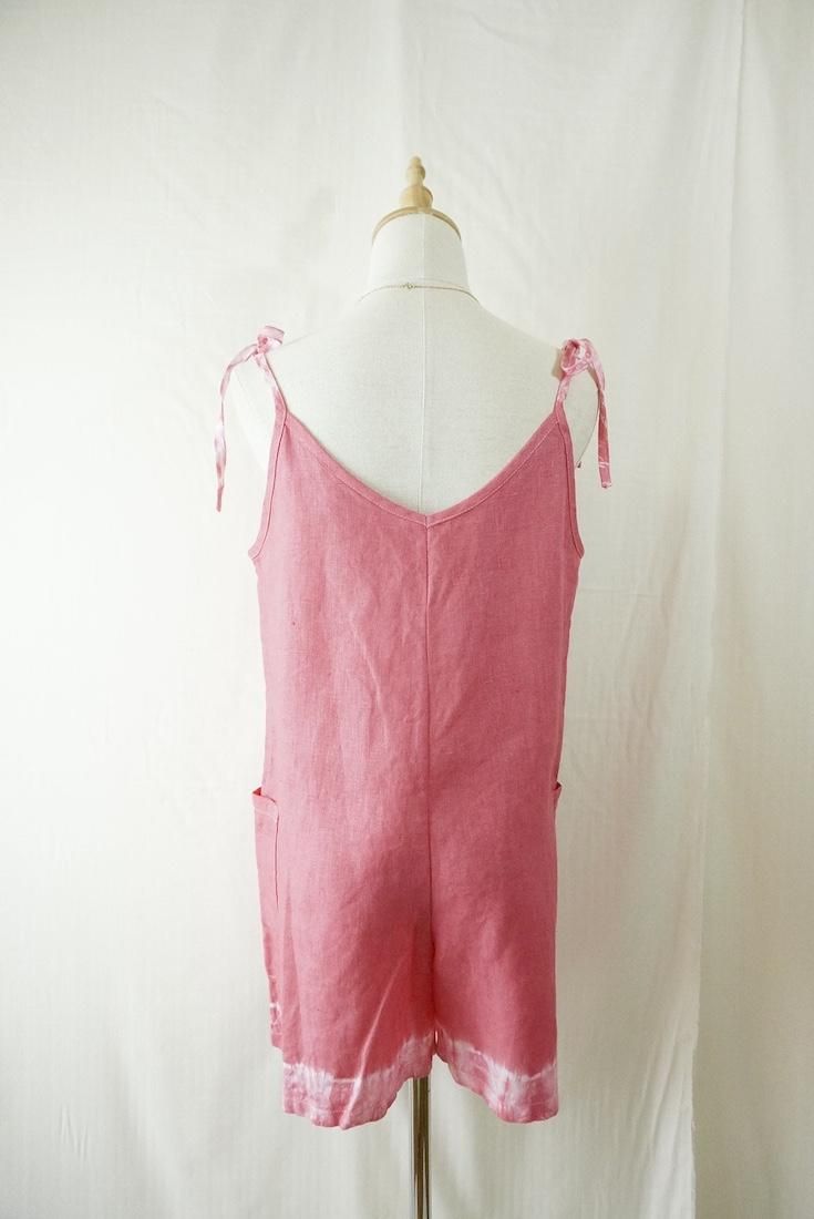 Japan Linen  Short Rompers “ Pink!Pink!Pink!”