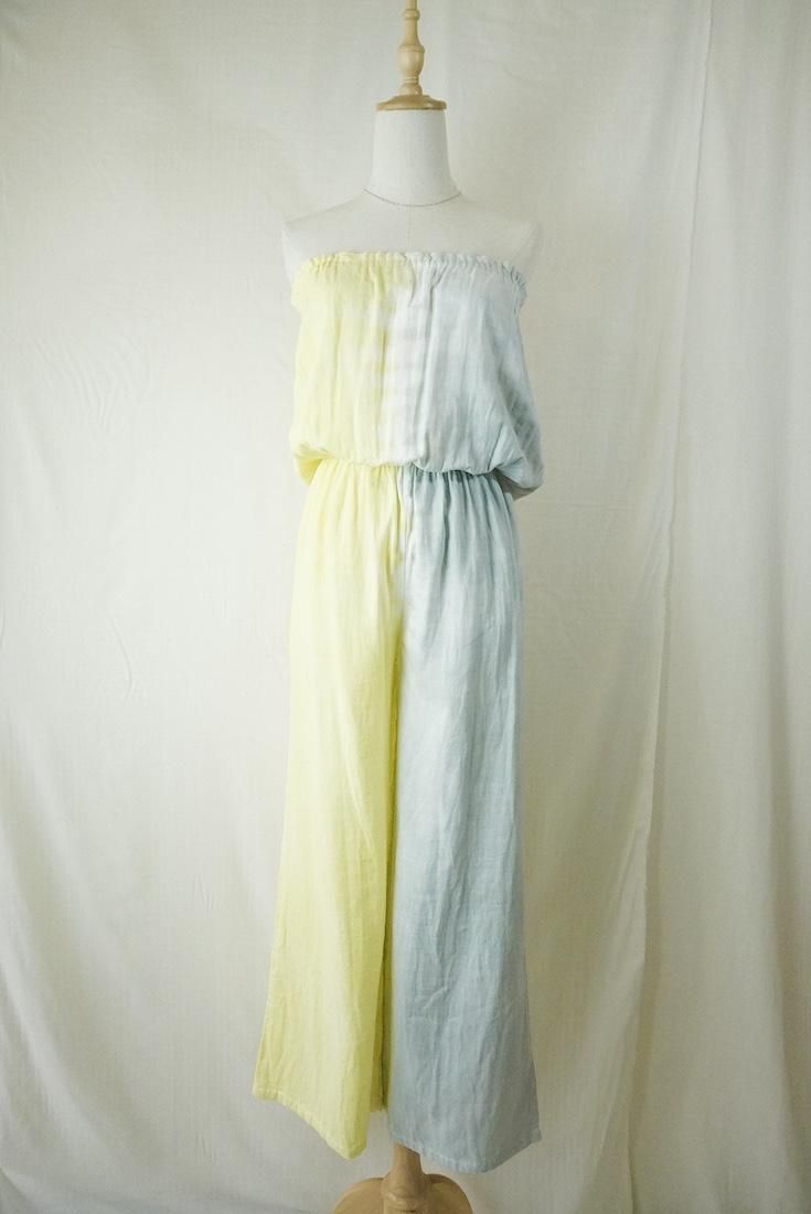 W-gauze Bare top all in one  Lightgray x Lemon