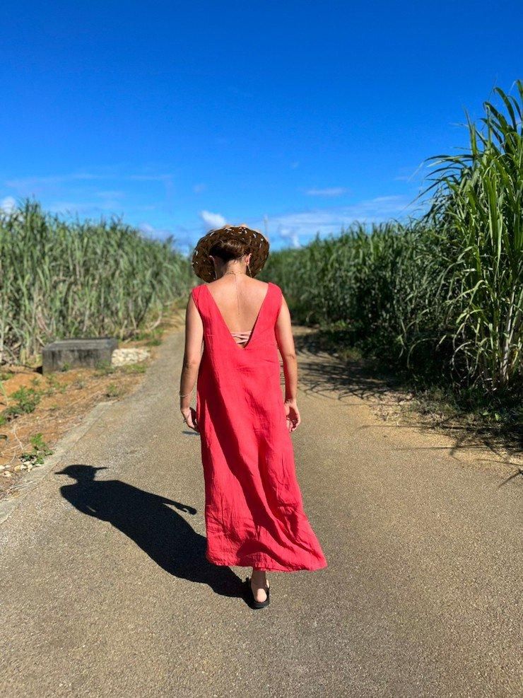 French Linen Back open op Deepgreen x Lilac