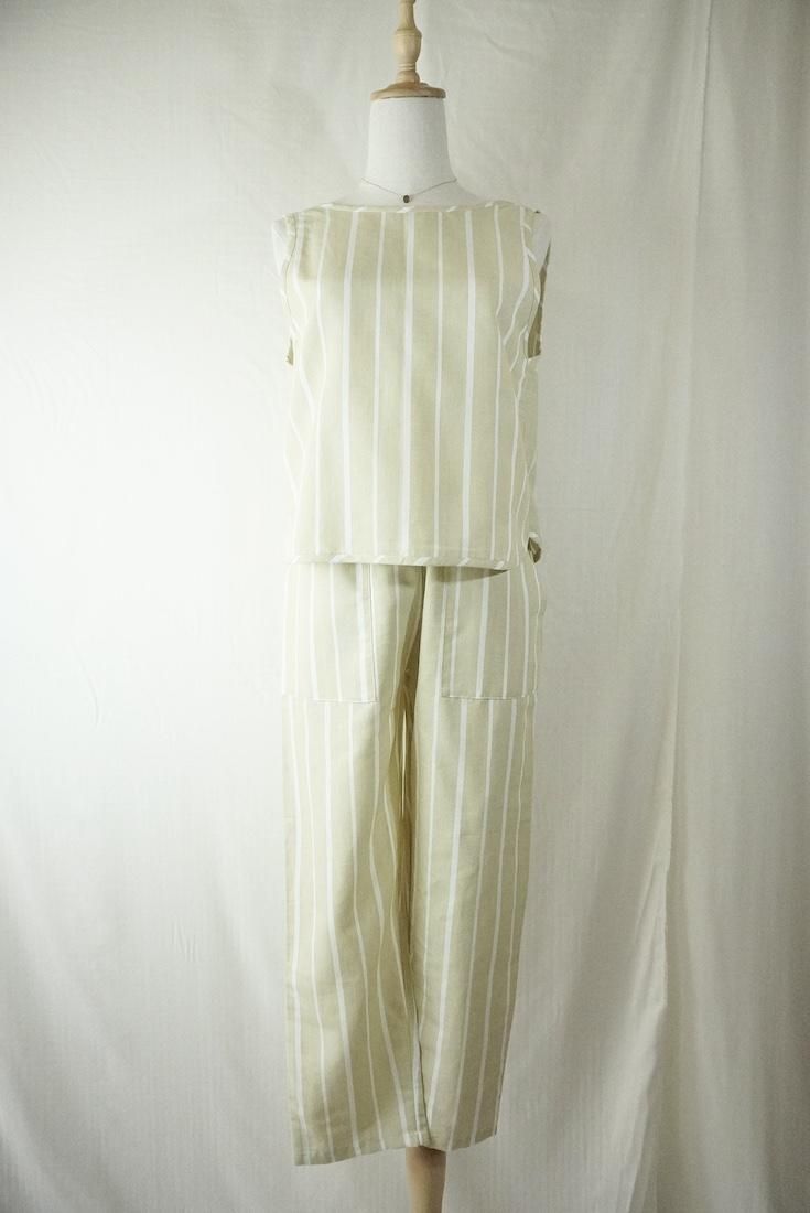 WASHI Cotton Easy Pants Custard Stripe