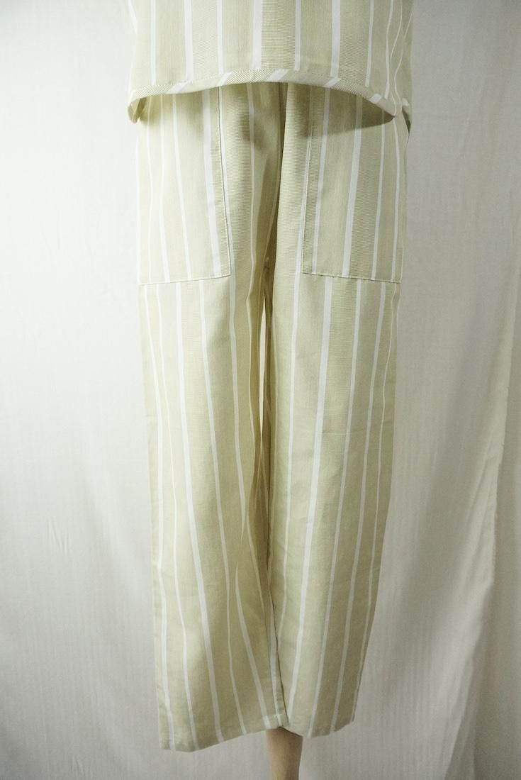 WASHI Cotton Easy Pants Custard Stripe