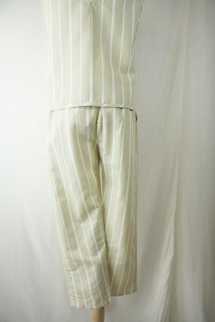 WASHI Cotton Easy Pants Custard Stripe