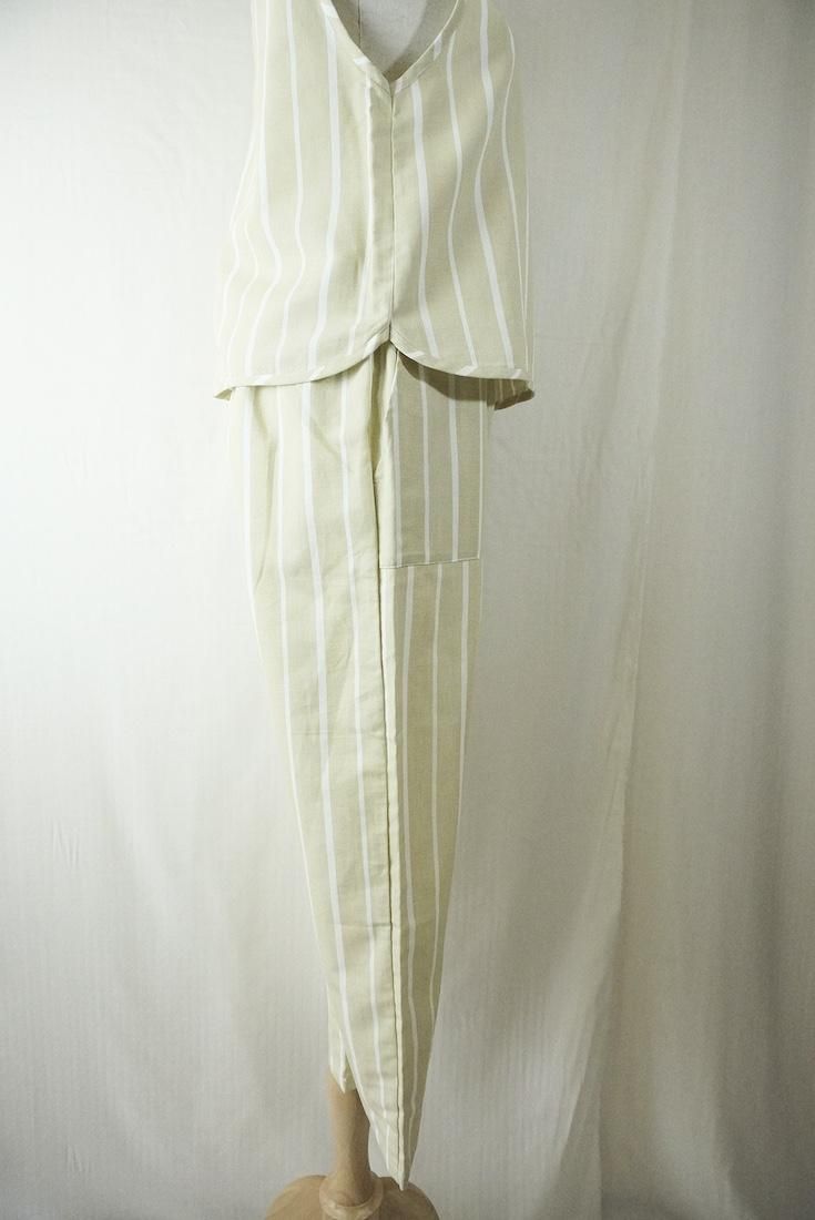 WASHI Cotton Easy Pants Custard Stripe