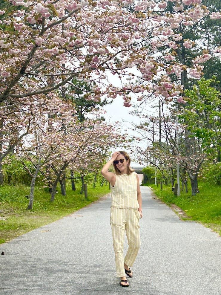 WASHI Cotton Easy Pants Custard Stripe