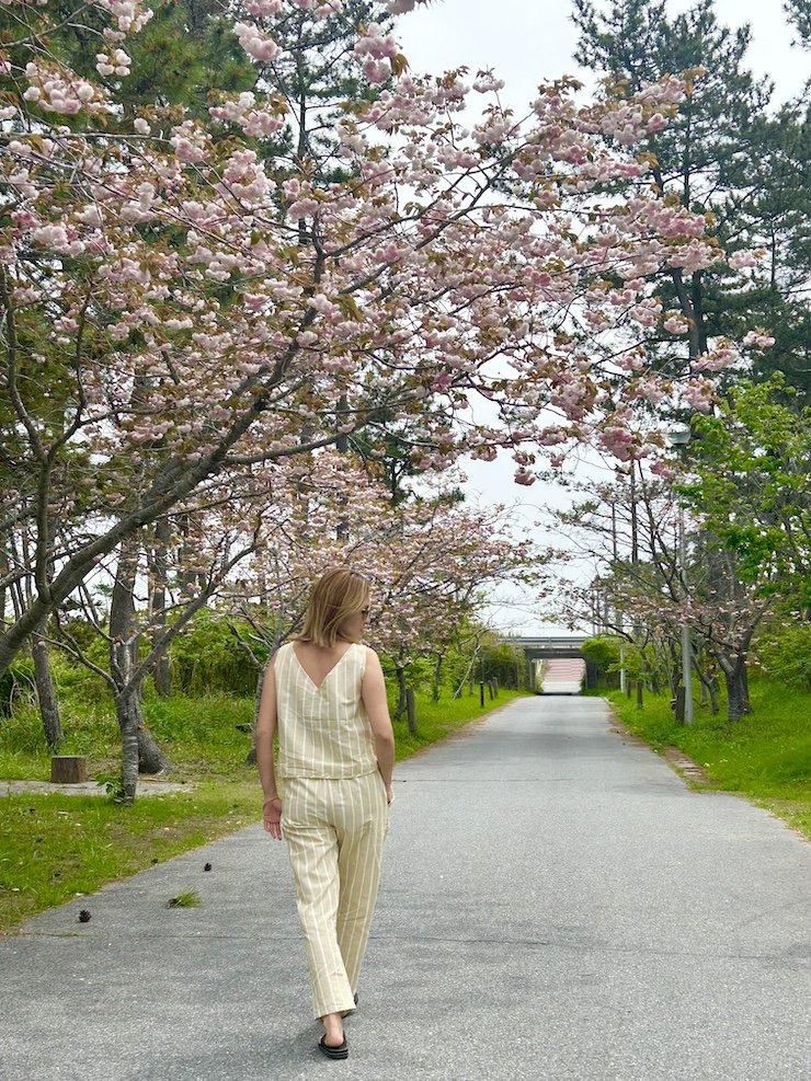WASHI Cotton Easy Pants Custard Stripe