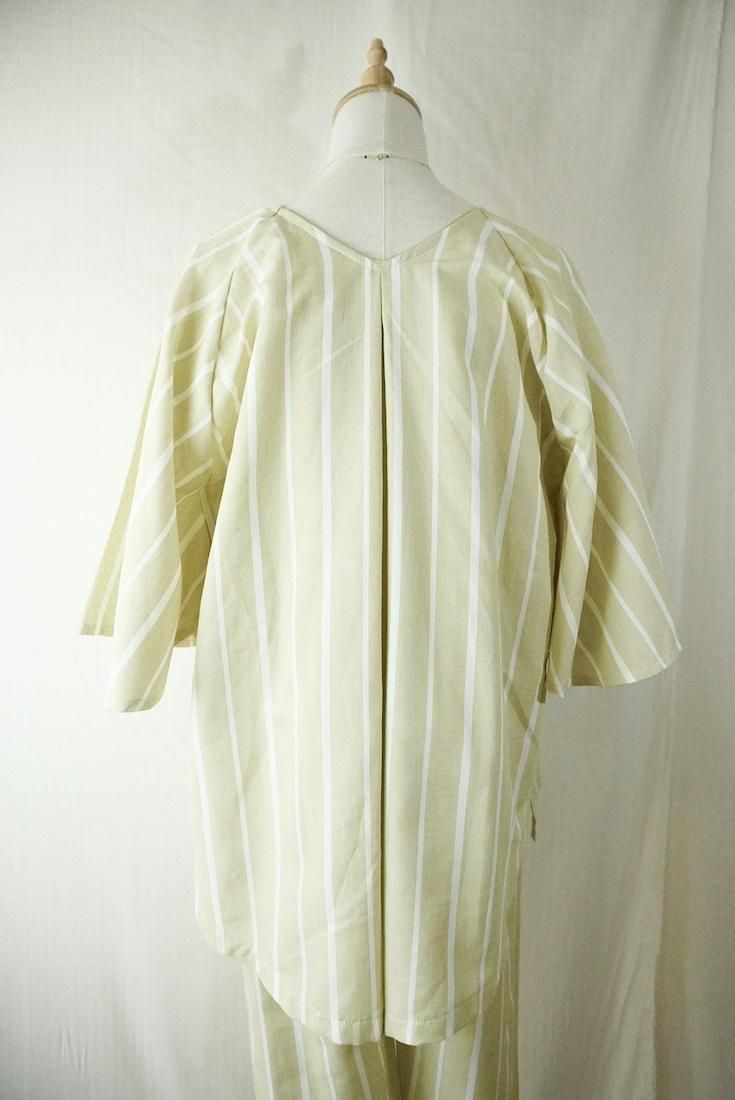 WASHI Cotton Flare Cardigan Custard stripe
