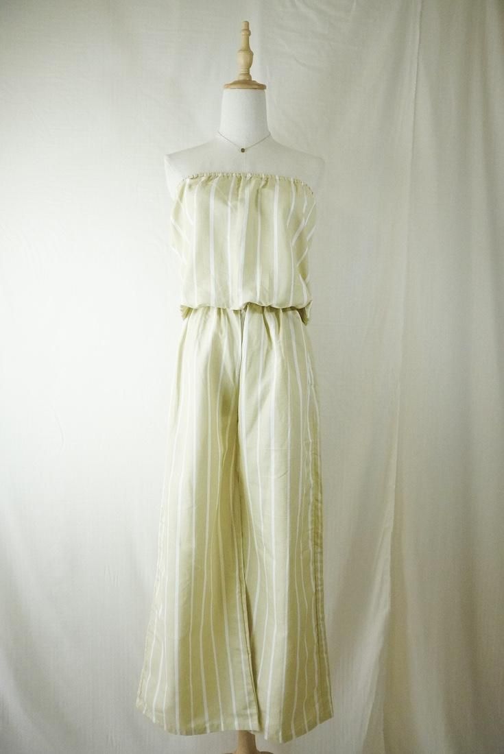 WASHI Cotton Bare top all in one  Custard Stripe