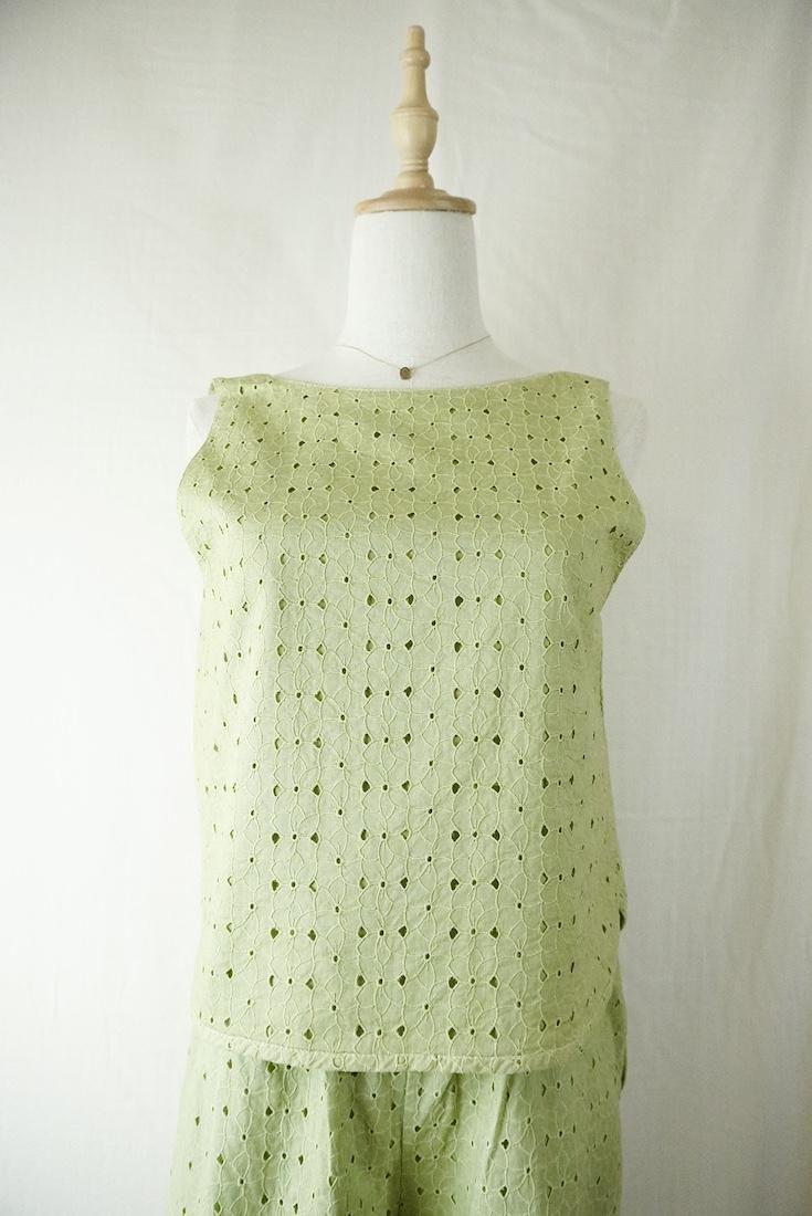 Lace Back Open Tank  Olive