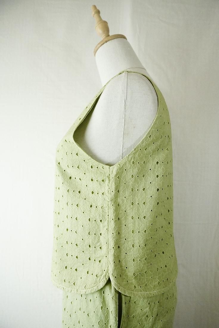 Lace Back Open Tank  Olive