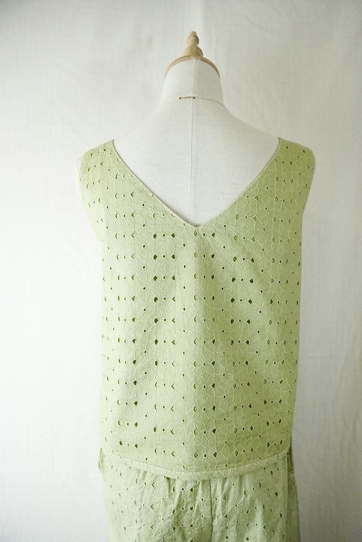 Lace Back Open Tank  Olive