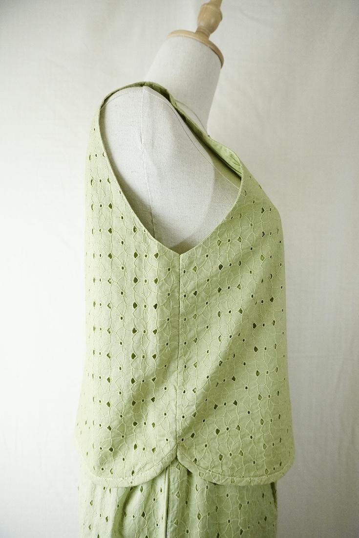 Lace Back Open Tank  Olive