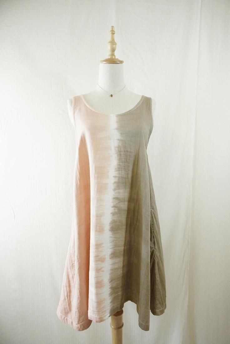 W-gauze Tank OP  Greige x Orangebeige