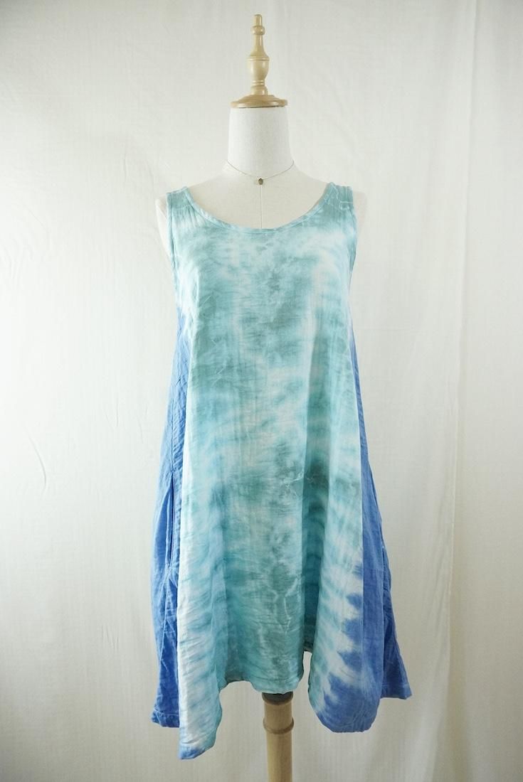 W-gauze Tank OP  Under the sea x Blue
