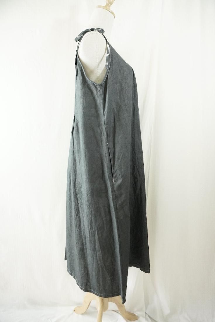 Japan Linen Ribbon camisole op Black