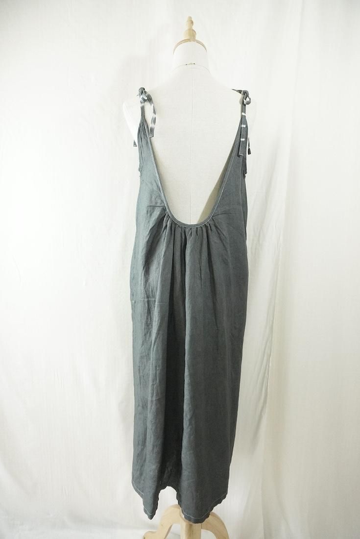 Japan Linen Ribbon camisole op Black