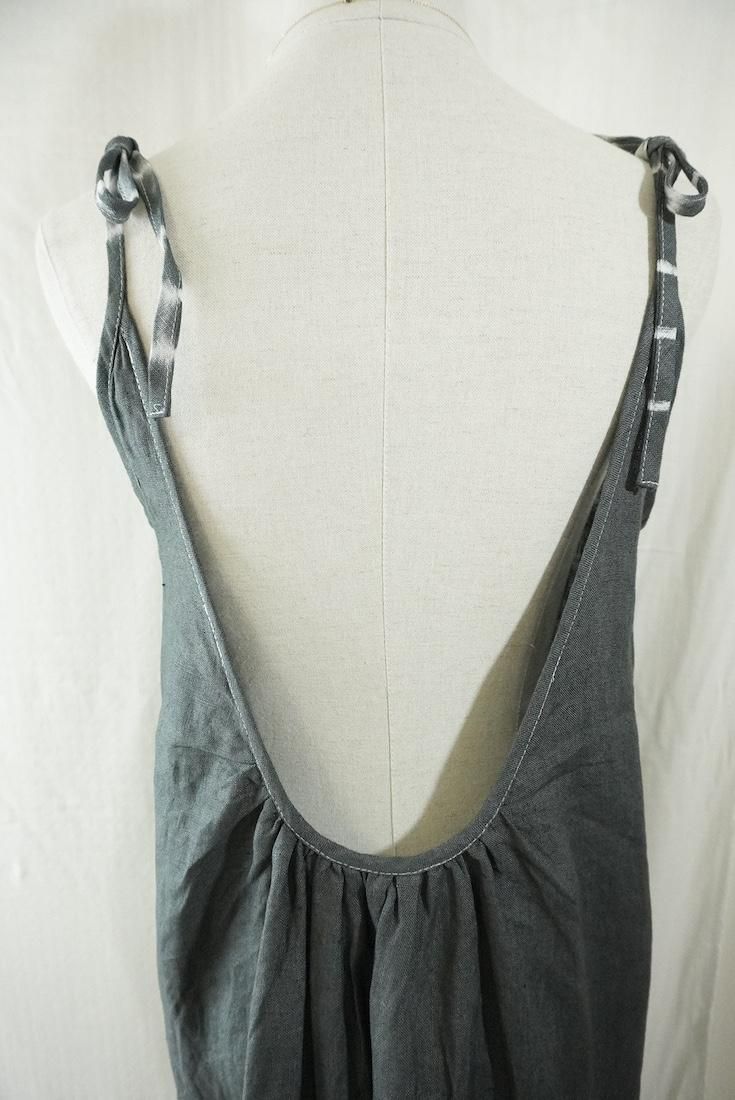 Japan Linen Ribbon camisole op Black