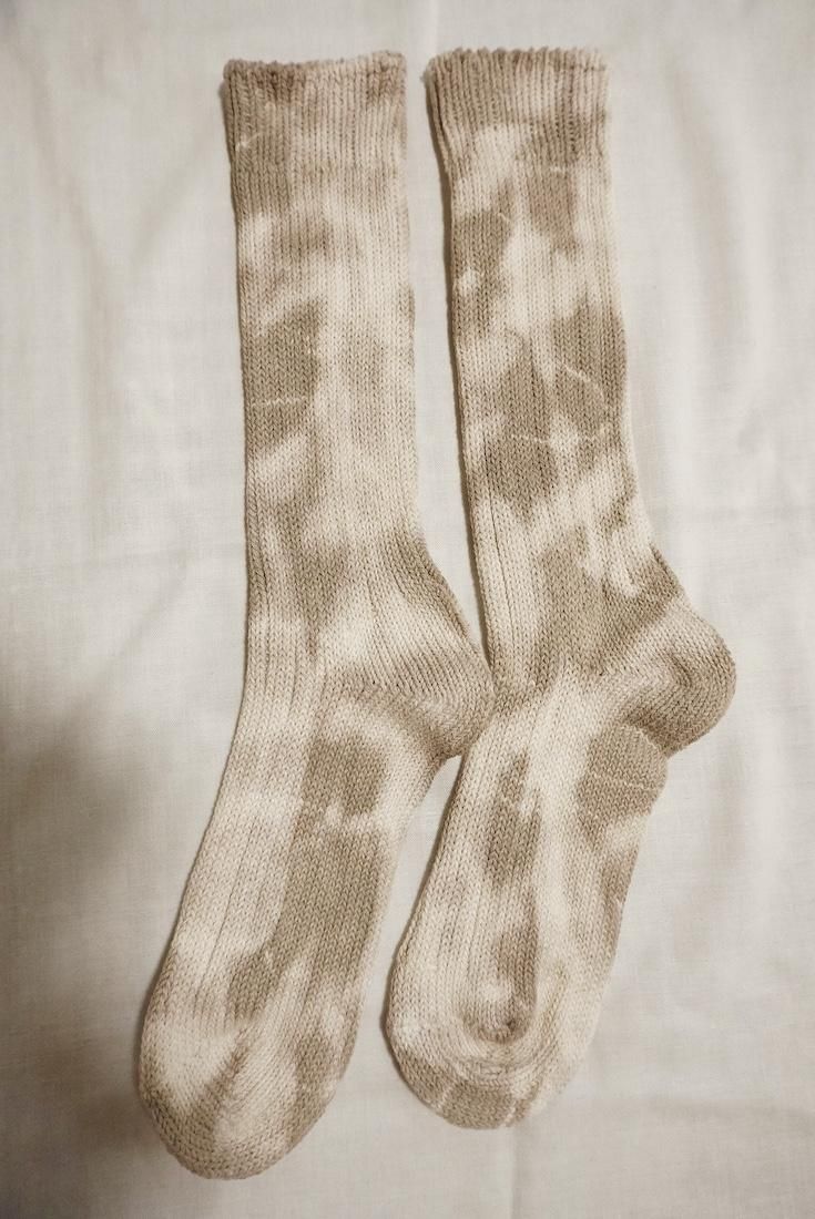 Organic Cotton Low gauge socks 1color SHIBORI Greige 