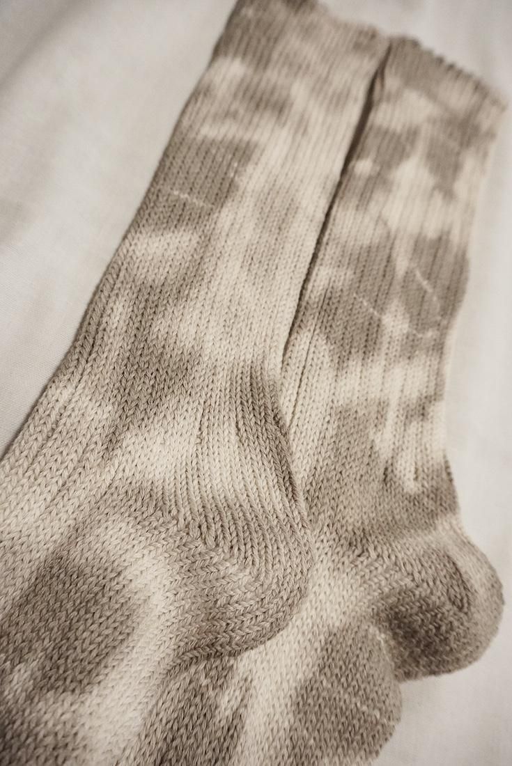 Organic Cotton Low gauge socks 1color SHIBORI Greige 