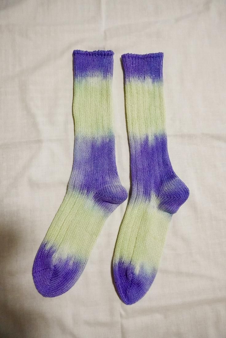 Organic Cotton Low gauge socks 2color SHIBORI Hydrangea x Babyleaf 
