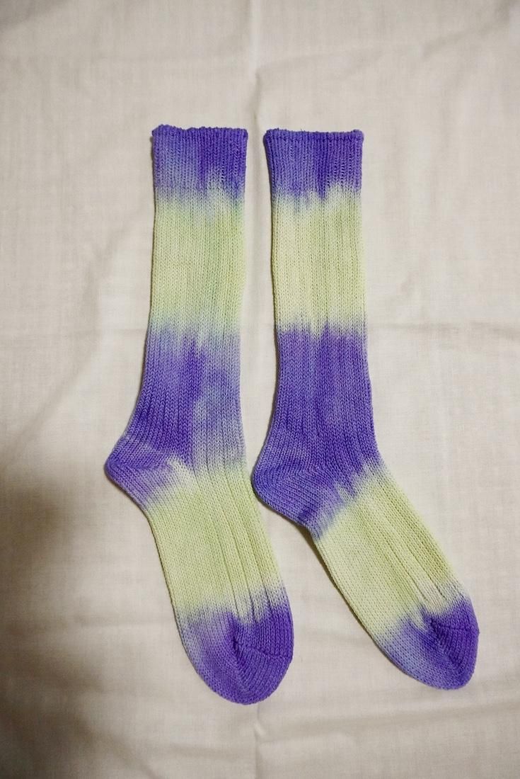 Organic Cotton Low gauge socks 2color SHIBORI Hydrangea x Babyleaf 