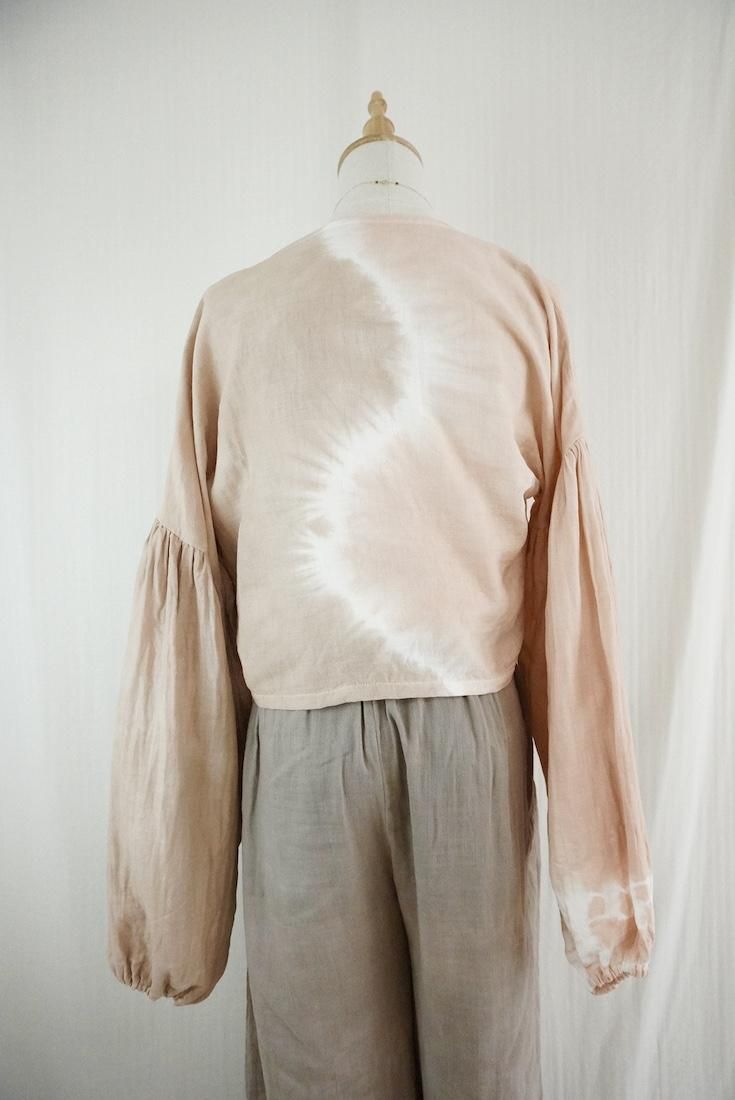 W gauze  Puff sleeve cardigan  Cafelate x Orangebeige