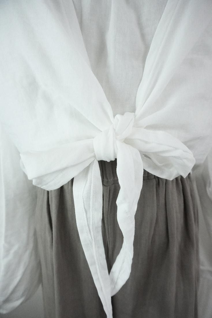 W gauze  Puff sleeve cardigan Natural