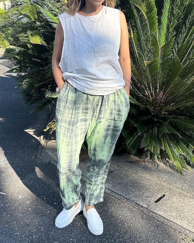 W gauze Lazy Pants Coffee