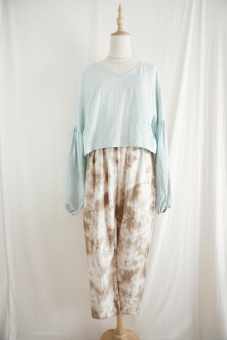 W gauze Lazy Pants Coffee