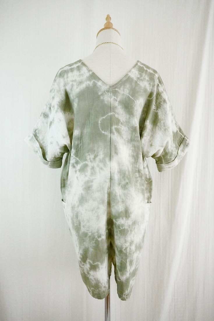 W-gauze Short sleeve rompers Greentea