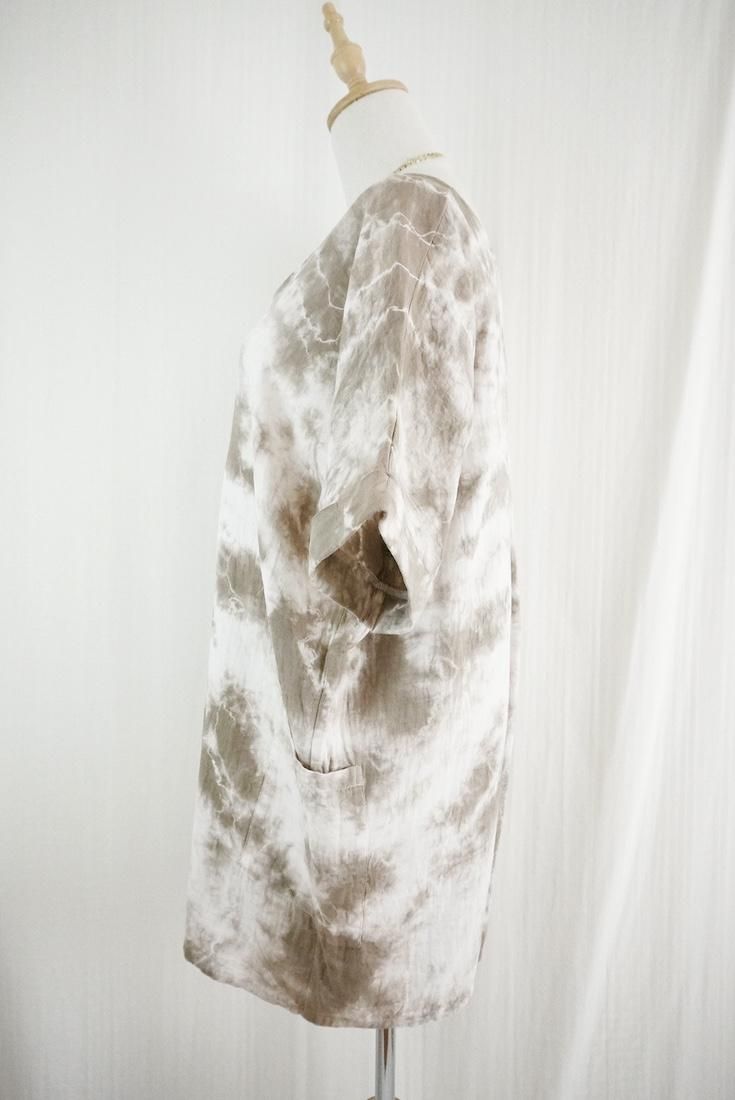 W-gauze Short sleeve rompers Greige