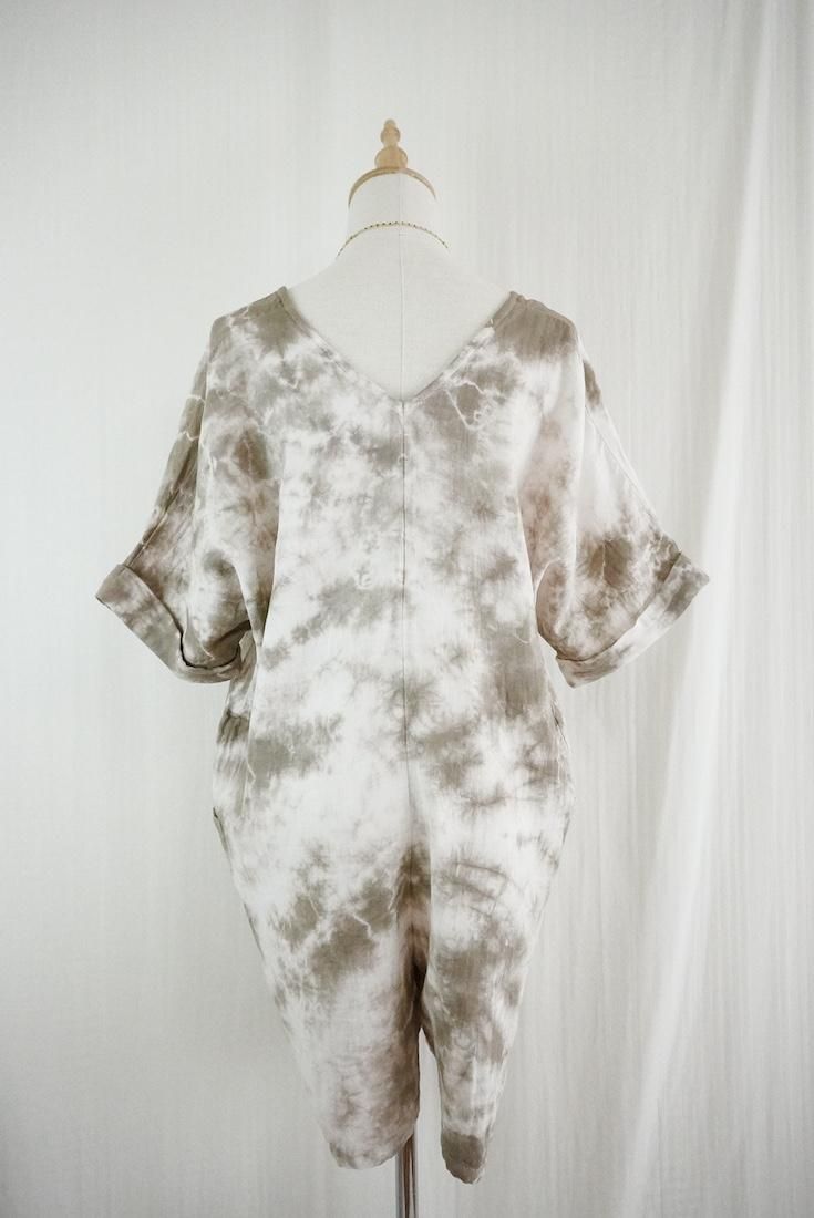 W-gauze Short sleeve rompers Greige