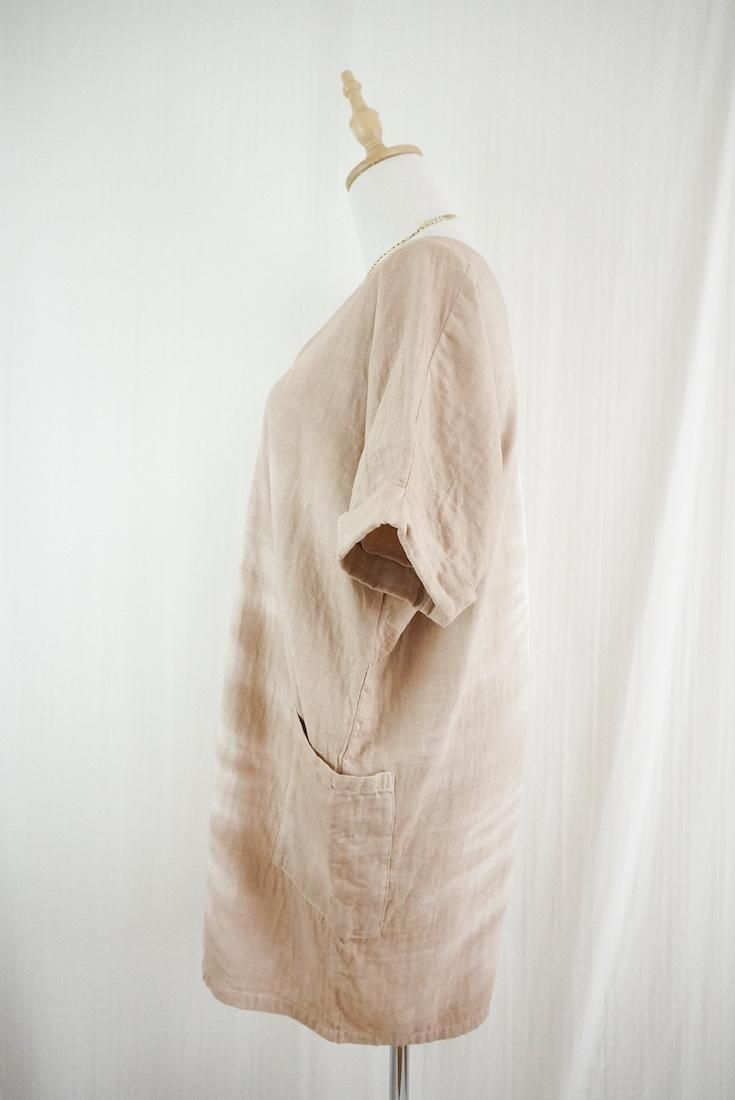 W-gauze Short sleeve rompers Orangebeige x Cafelate