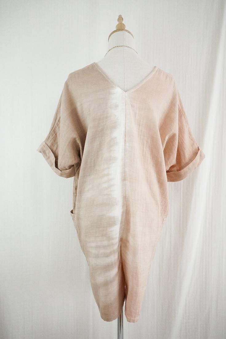 W-gauze Short sleeve rompers Orangebeige x Cafelate